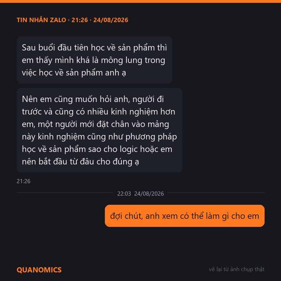 Hai tin nhắn Zalo lúc 21:26 và câu trả lời lúc 22:03